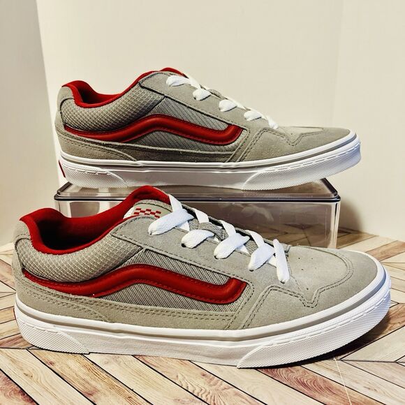 VANS Caldrone Suede Mesh Charcoal Red Sneakers Youth 6 Classic Stylish Shoes - Picture 1 of 7